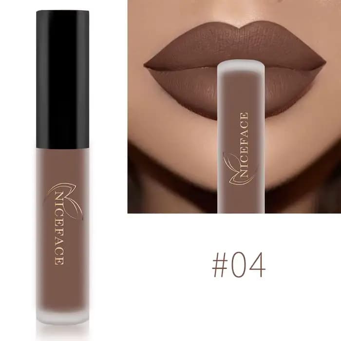 NICEFACE-Rouge à Lèvres Liquide Nude, Waterproof, Velours 256, Brcorporelle Longue Durée, Coupe Anti