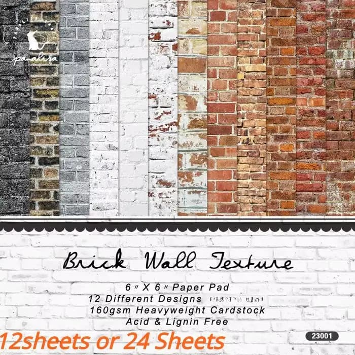 24 feuilles 6 "X 6" mur de briques Texture Scrapbook papier Scrapbooking à motifs papier Pack bricol