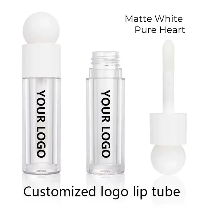 【Personnalisation du logo】 50 pièces 5 ml tube de brillant à lèvres transparent tête ronde, grande t
