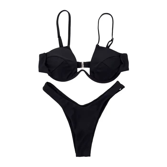 Bikini pour femmes été couleur unie Push Up Bandeau soutien-gorge pansement Y2k Style femmes maillot