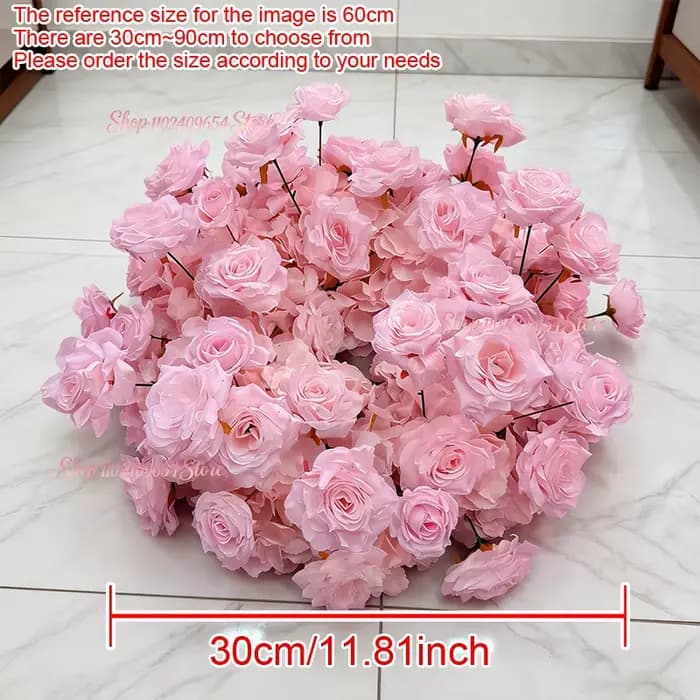 Décoration d'arche de fond KT avec arrangement floral 5D rose, rangée de fleurs d'hortensia, d'orchi