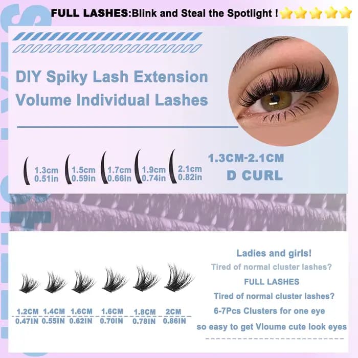 Kit de grappes de cils avec pointes, Extensions inférieures, faux cils avec liaison et joint, cils i