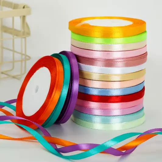 Ruban en Satin de 6mm, fournitures artisanales en tissu à coudre fait à la main, noir, blanc, Beige, rose, rouge, bleu, vert, violet, ruban de décoration de noël