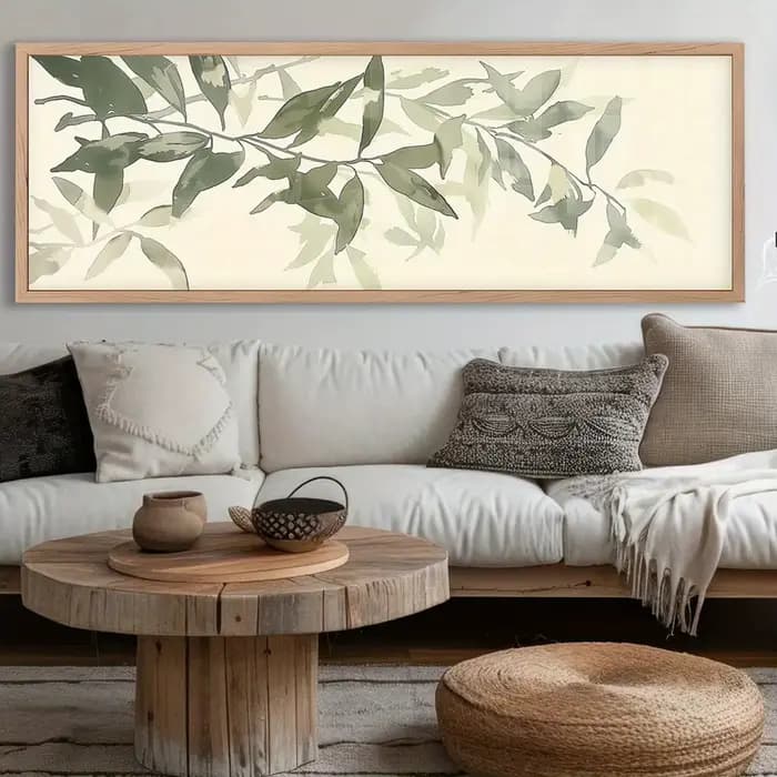 Toile imprimée plante verte sauge, nuage blanc, fond vert, affiche d'art murale de paysage pour décoration de salon et de maison
