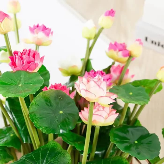 Fausses fleurs artificielles, nénuphar, micro paysage, plantes décoratives pour la maison