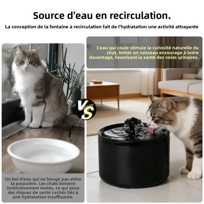La fontaine à eau pour chat est un nouveau type de fontaine à eau pour animaux de compagnie avec circulation automatique, filtration et fonctionnement silencieux, adaptée pour
