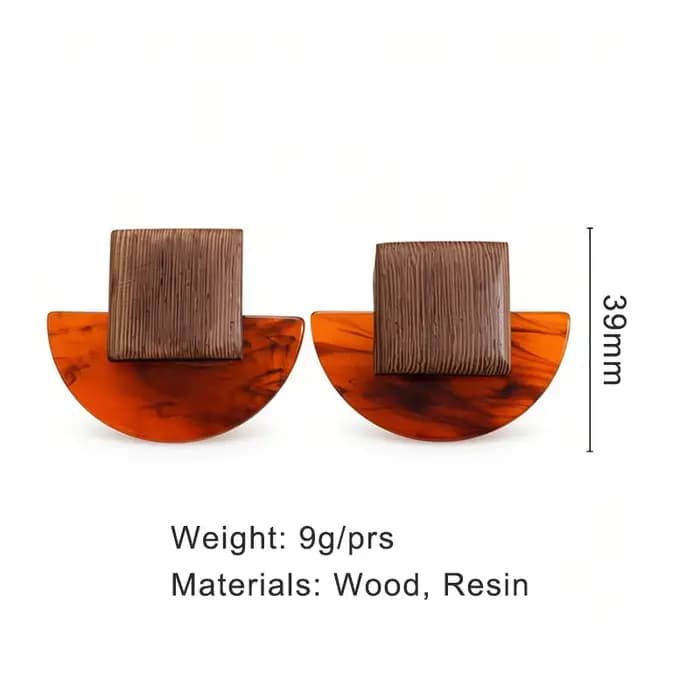 Boucles d'oreilles demi-rondes en résine de couleur marron pour femmes, bijoux à la mode, nouveau style classique, accessoires tendance pour usage quotidien, cadeaux MQ770