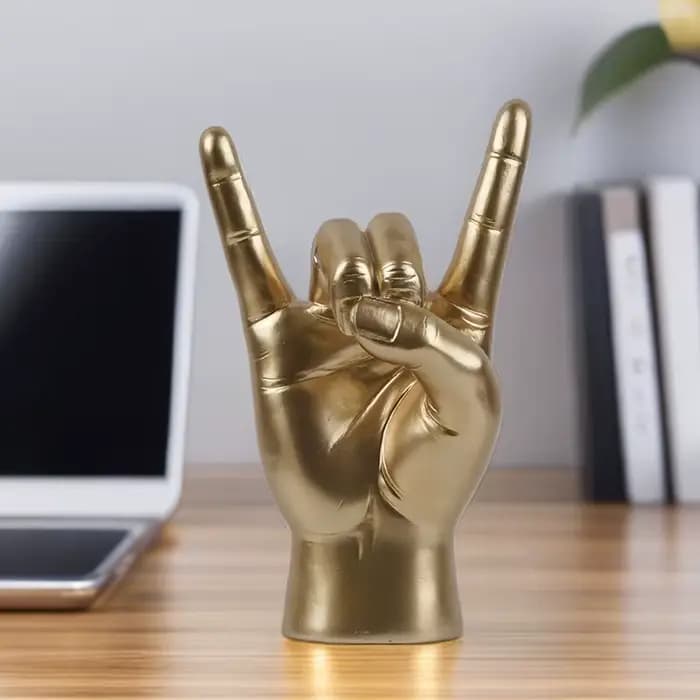 Décoration dorée, signe de musique, Statue de main Rock, salon, chambre à coucher, Sculpture de geste de main moderne, étagère de maison, cadeau de bureau