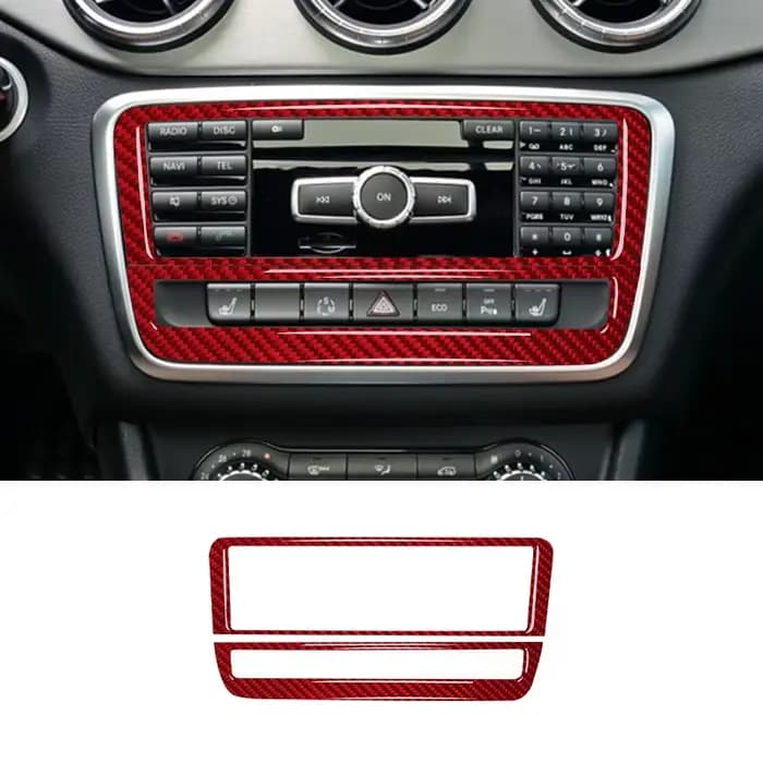 Autocollant de décoration de cadre de panneau CD de Console de voiture en Fiber de carbone véritable pour Mercedes Benz CLA 2014 – 2018, accessoires d'intérieur de voiture