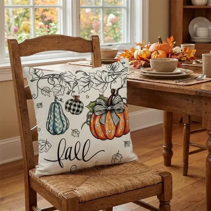Housse de coussin en lin imprimée pour Thanksgiving, motif dessin animé, décorative et festive, douce et confortable, pour la décoration intérieure