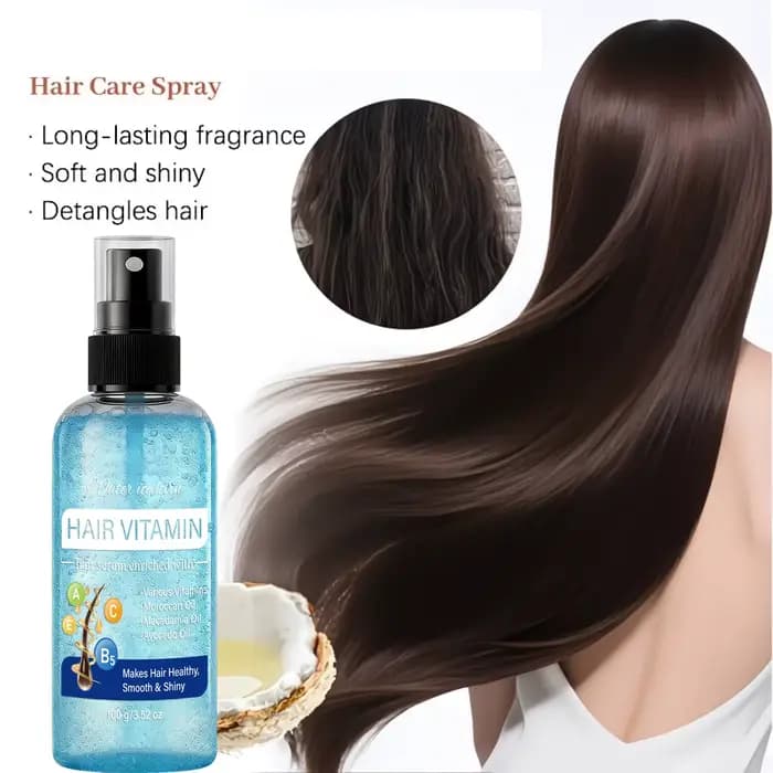 Sérum capillaire vitaminé avec huile d'argan, de macadamia et d'avocat, spray nourrissant pour des cheveux lisses, brillants et sains, soin des cheveux secs, 100g
