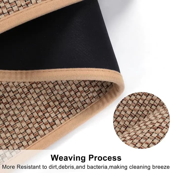 Tapis de sol de cuisine tissé en lin, antidérapant, délavé, fond en caoutchouc, sergé naturel, porte d'entrée en lin, Long, résistant à l'huile, Durable