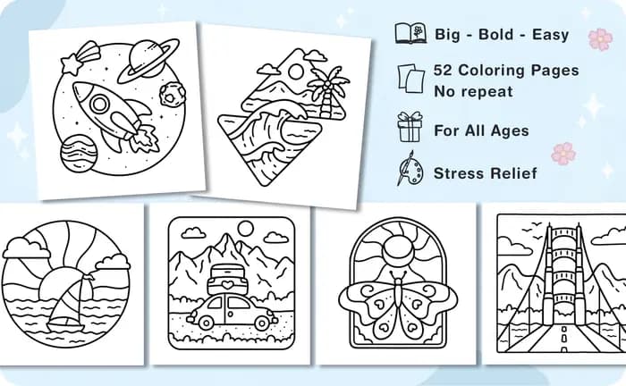 Art simple : livre de coloriage pour adultes et adolescents, designs audacieux et faciles pour la relaxation avec des caractéristiques minimalistes