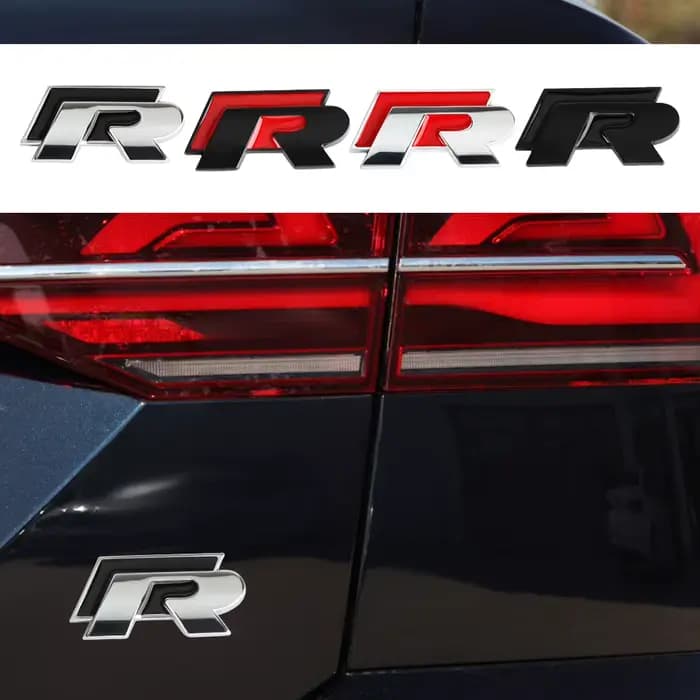 Emblème de calandre avant de voiture, autocollant métallique, badge de décoration de coffre pour Volkswagen VW R RLine Touareg MK4 Passat Caddy GTI Polo 4Motion