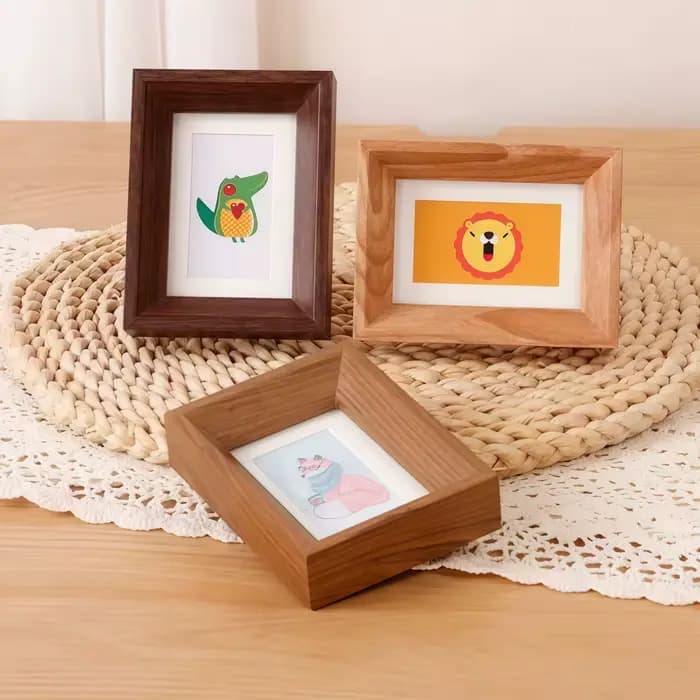 Cadre photo miniature personnalisé, design stéréoscopique, cadre photo en bois, décoration autoportante pour bureau
