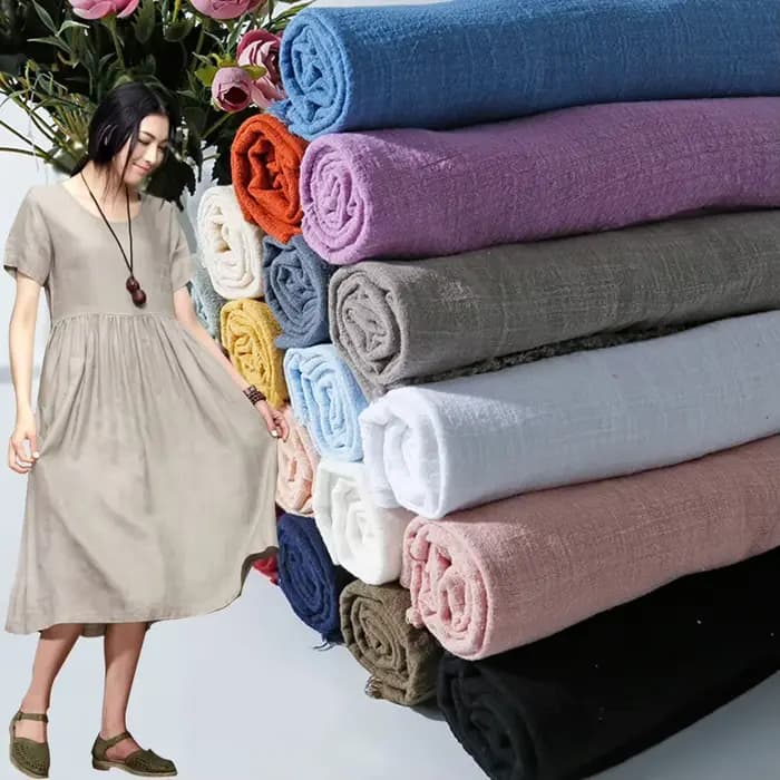 Tissu en coton et lin doux, matière organique, pur coton naturel cambrique Eco, vêtements de bricolage, tissu Patchwork, mousseline Crape