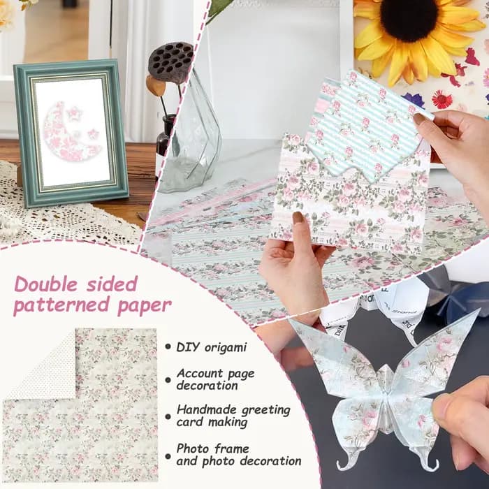 24 feuilles de papier de fond pour scrapbooking 12x12 pouces, papier cartonné à motifs floraux style bohème pour album de cartes DIY