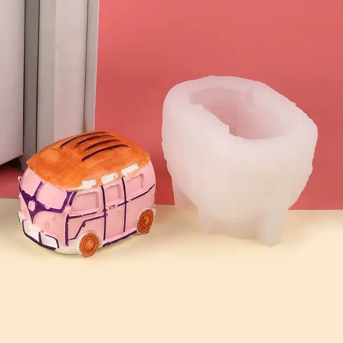 Nouveau moule à faire soi-même, moule de cuisson de gâteau Fondant, Mini Bus voiture, bougie en plâtre parfumée, pâte de jeu, ornement décoratif, moules en Silicone