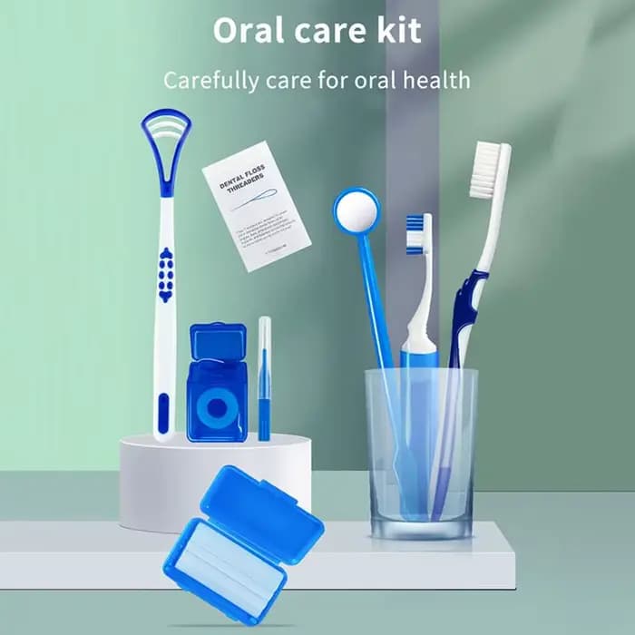 Kit professionnel de soins bucco-dentaires 8 pièces, outils de nettoyage des dents portables avec étui de rangement pour la maison, les voyages et l'hygiène quotidienne