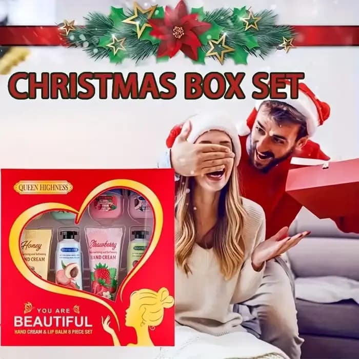 Cadeau de noël 8 pièces ensemble baume à lèvres et crème pour les mains