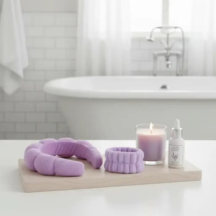 Ensemble de bandeaux doux et moelleux pour soins de la peau avec 2 bandeaux absorbants pour le nettoyage du visage, le maquillage, la douche et l'usage quotidien