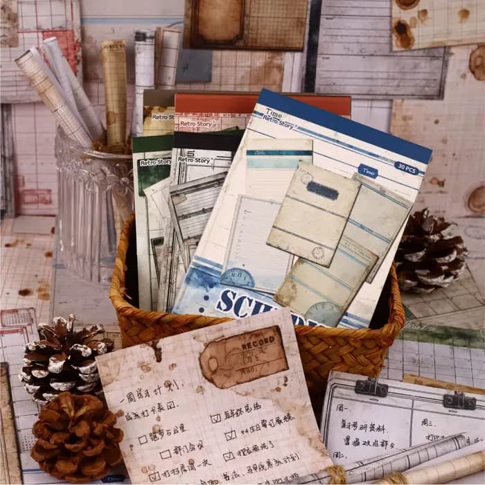 30 feuilles de papier vintage pour scrapbooking, papier de fond décoratif, matériel de bricolage fait main pour scrapbooking, papier artisanal