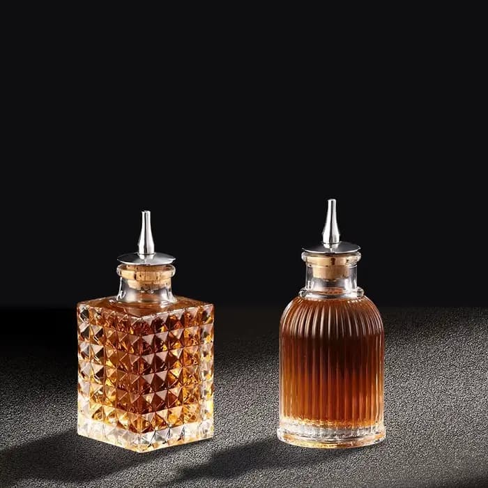 Bouteilles de Cocktail amères avec bouchon, verre Vintage avec dessus de tableau de bord en acier inoxydable, outil d'assaisonnement de cuisine, accessoire de barman de Bar