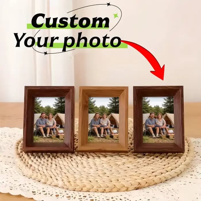 Cadre photo miniature personnalisé, design stéréoscopique, cadre photo en bois, décoration autoportante pour bureau