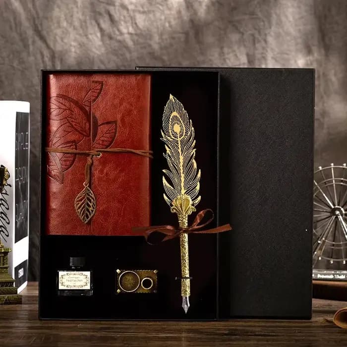 Ensemble de stylos plume créatifs européens, stylos à encre trempée rétro, fournitures scolaires et de bureau, sceau de peinture mécanique, stylo plume d'avertissement