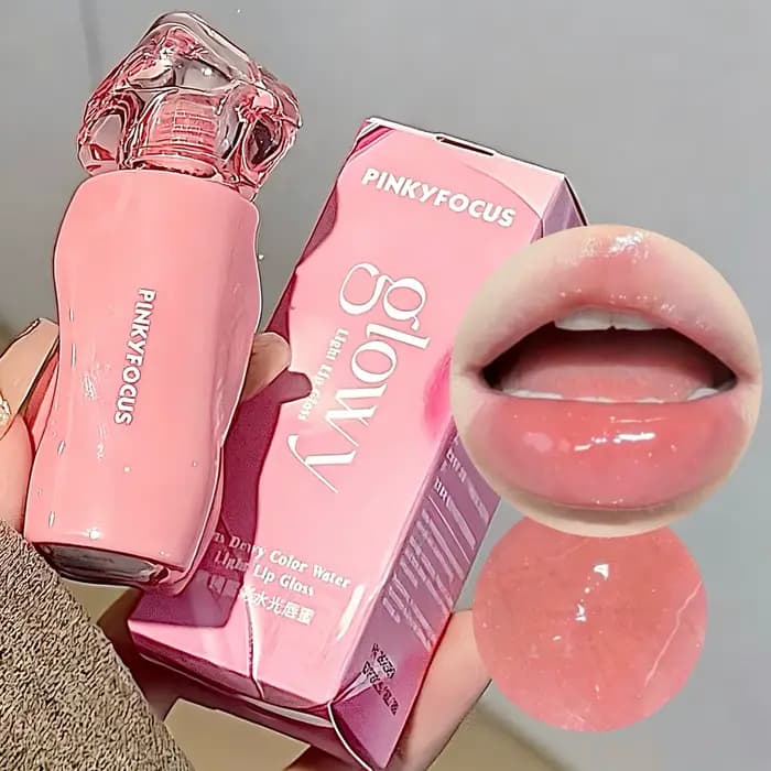 Pinkyfocus Glossy Mirror Lip Gloss Hydratant Teinte Lèvres Nude Effet Miroir Longue Tenue Maquillage Naturel Quotidien Printemps-Été