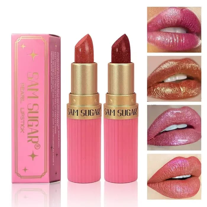 Rouge à lèvres luxueux à paillettes métalliques