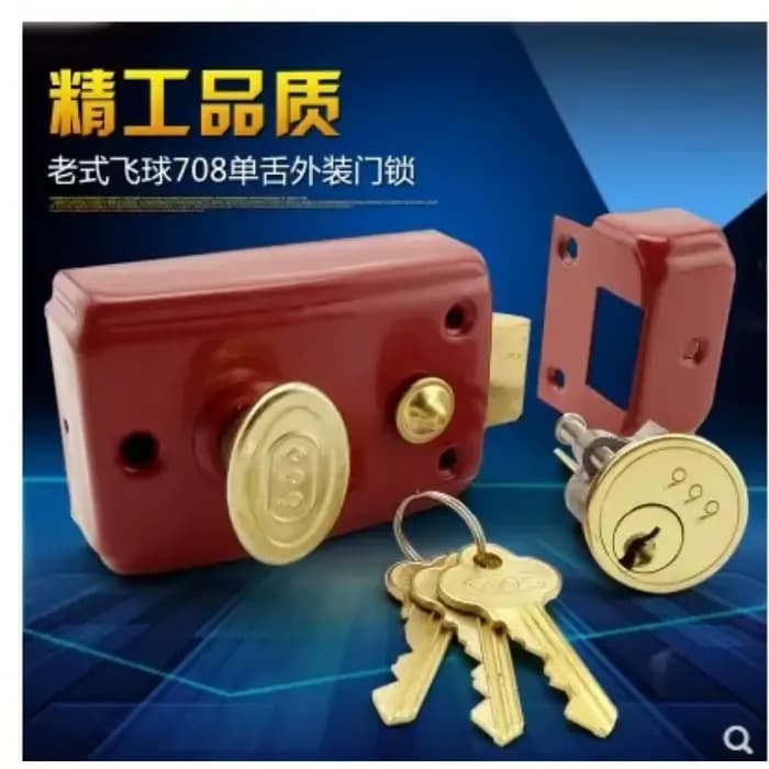 Serrures rouges rétro pour porte extérieure, serrure de sécurité antivol, serrure d'assurance multiple, serrure de porte en bois pour quincaillerie de meubles, 708