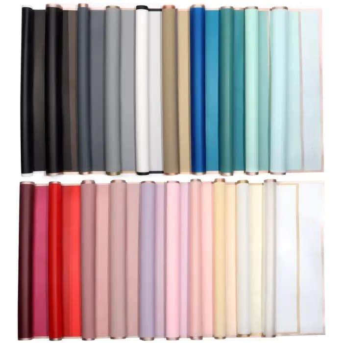 Papier d'emballage de fleurs avec bordure dorée, 20 feuilles, matériel d'emballage coloré imperméable pour Bouquet de fleuriste, pour emballage cadeau