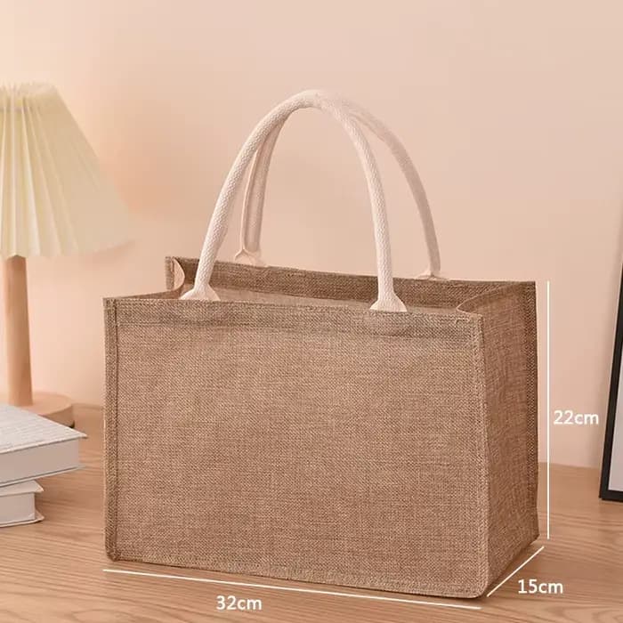 Sac en lin sacs en coton peints à la main sacs d'imitation portables en Jute sacs en lin sacs à provisions sacs laminés