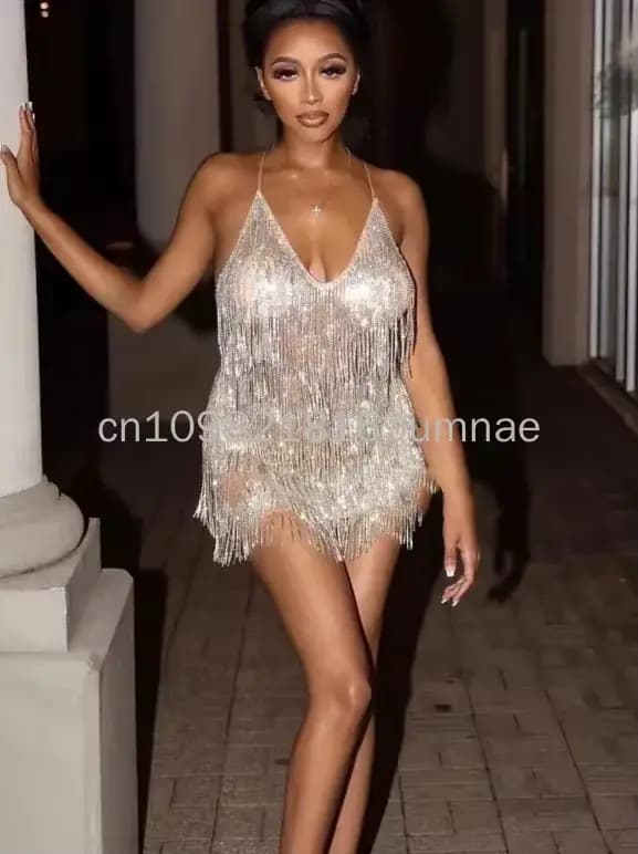 Robe de fête d'anniversaire transparente avec strass, tenue de performance transparente, costume sexy, vêtements de boîte de nuit, plusieurs couleurs