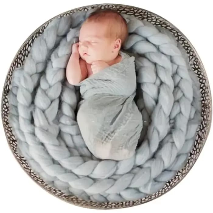 Accessoires de photographie pour nouveau-nés, tapis tressé torsadé tissé à la main, couverture en laine acrylique, tapis de fond pour Photo de bébé, remplissage de panier