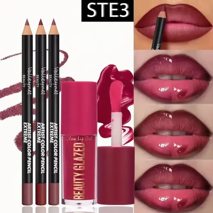 Ensemble de 4 kits pour les lèvres - 3 crayons