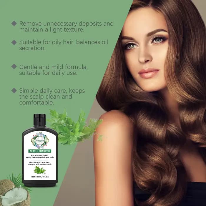 Shampoo à l'Ortie Traitement Fortifiant Volumisant Léger Nourrissant en Profondeur Nettoyage du Cuir Chevelu Doux Cheveux Gras pour Tous Types