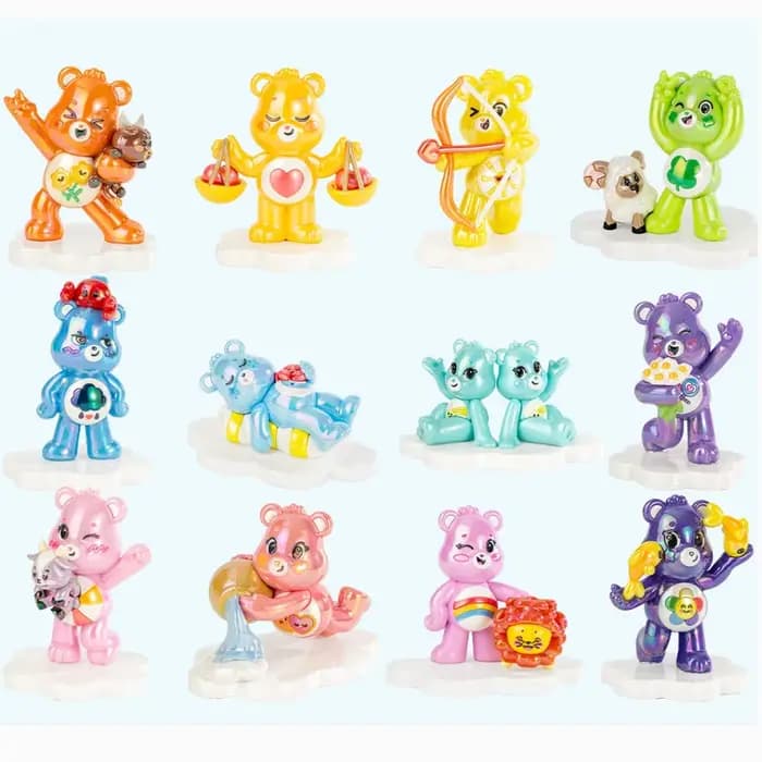 Figurines Care Bears 12 Signes du Zodiaque en Boîte Mystère, Jouet Mystère Ours de Dessin Animé, Figurine de Collection, Décoration de Bureau, Ornement, Cadeau pour Enfants et Fans