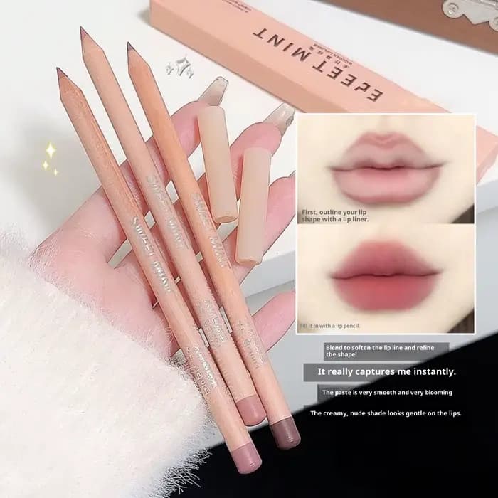 Crayon à lèvres en bois en forme de Contour marron nu