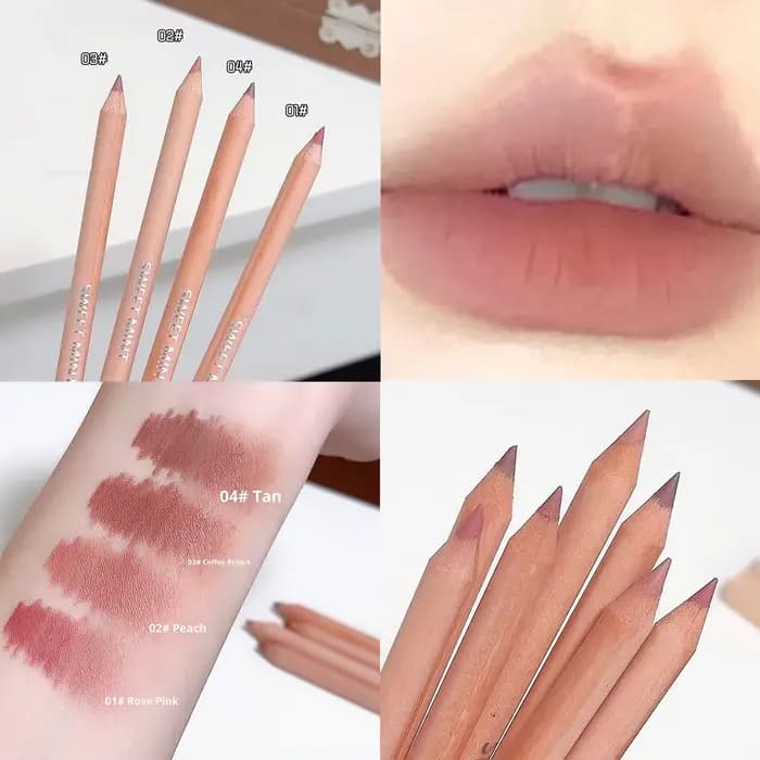 Crayon à lèvres en bois en forme de Contour marron nu