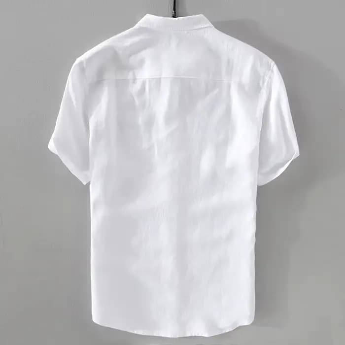 Chemise à manches courtes en lin pur pour homme, chemise blanche en lin et coton, décontractée, d'été, à demi-manches, style business décontracté