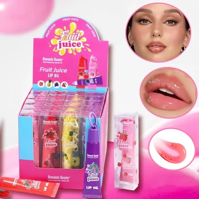 Huile à lèvres fruitée pour femme avec porte-clés – Hydratante