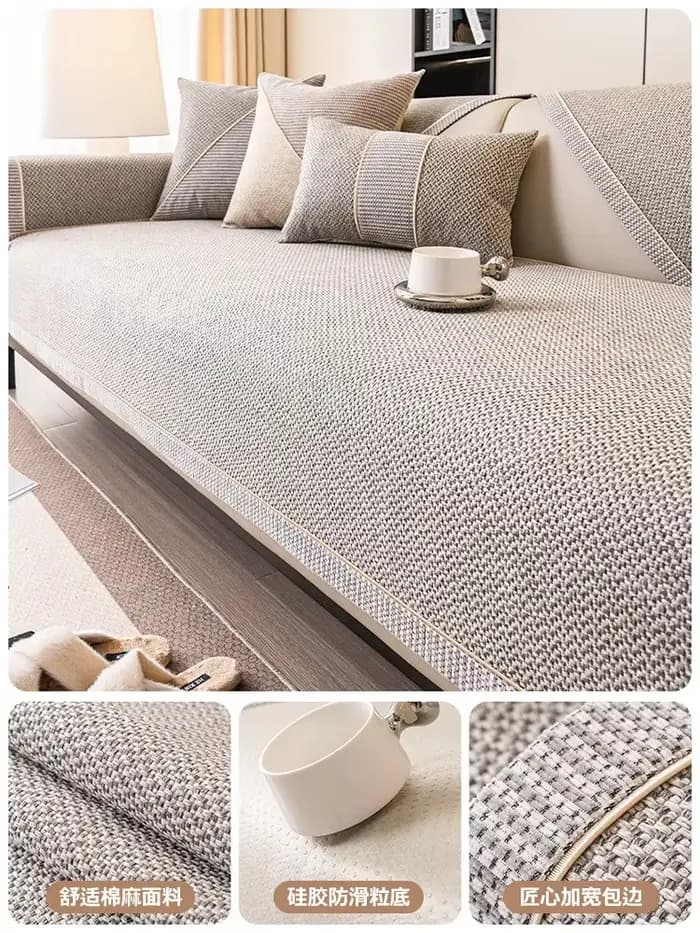 Juste de coussin de canapé en lin pour toutes les saisons, housse de canapé universelle non ald, housse de dossier, serviette de gril tissée, coton, nouveau, 2024