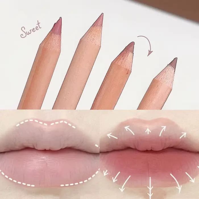 Crayon à lèvres en bois en forme de Contour marron nu