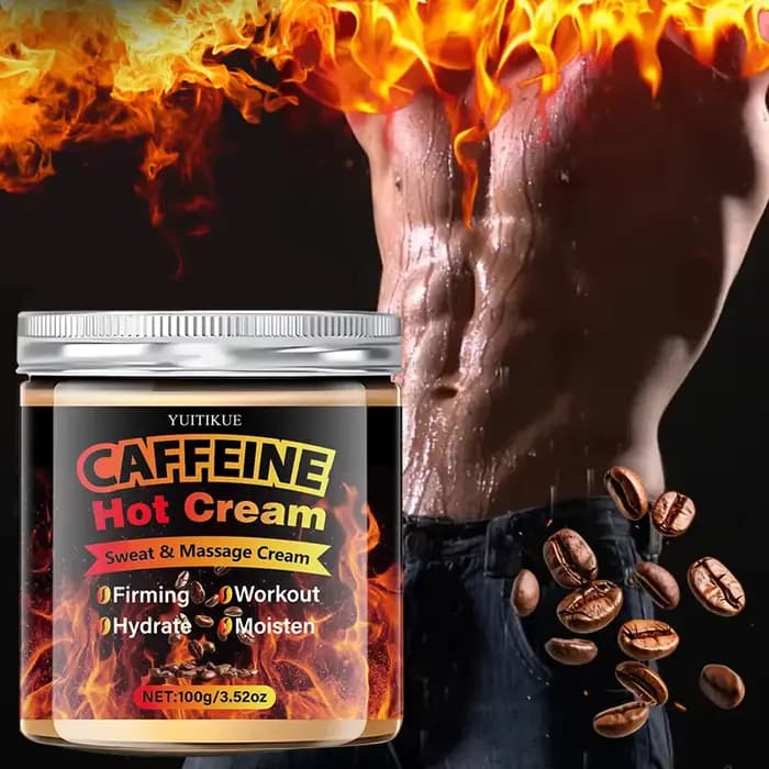 Crème de massage chauffante pour le corps - Réaissez la peau, hydrate en profondeur, contient du collagène, de l'acide hyaluronique, de la caféine, du rétinol et de la niacinam