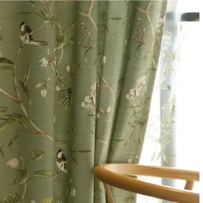 Rideaux ruraux pour salon salle à manger chambre Style campagnard américain fleur oiseau coton et lin tissu rideaux personnalisation
