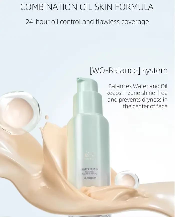 TIMAGE fond de teint 30ml avec correcteur 1g Tube rond impeccable léger mat couverture longue durée