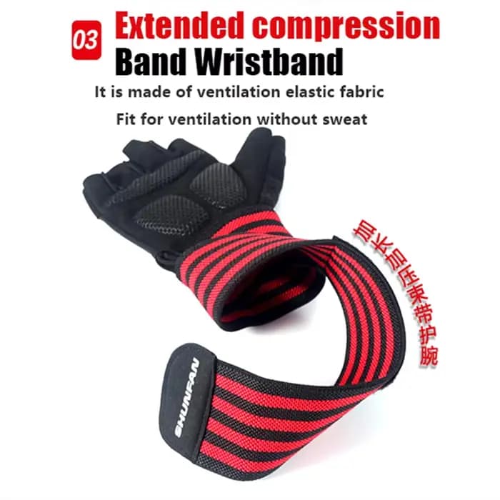 Gants de levage WePackage pour hommes et femmes, entraînement de musculation, gymnastique, fitness, enveloppes de poignet, demi-doigt, rouge
