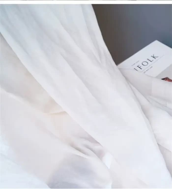 Rideau transparent blanc en lin pur, rideau semi-transparent de poche en tyys aught top pour porte marketde chambre à coucher salon